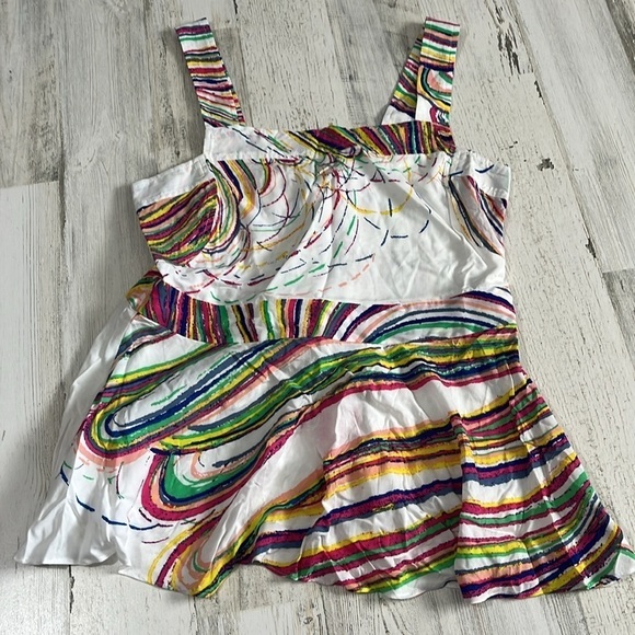 Anthropologie Plenty by Tracy Reese Rainbow Tecza Peplum Open Back Top XS. NWT - Picture 4 of 13